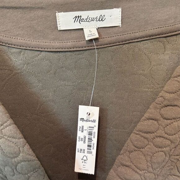 Nwt Madewell Flower Puff-Jacquard Crop Cardigan Brown Tan Jacket - Picture 5 of 8